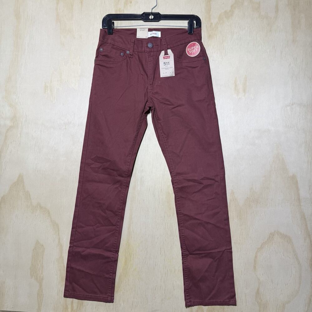 Levi’s 511 Slim Jeans Burgundy Super‎ Soft Stretch Mens 28x28 NWT Red